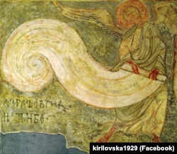 Кирилівська церква у Києві. «Янгол, який звиває небо», фреска ХІІ століття