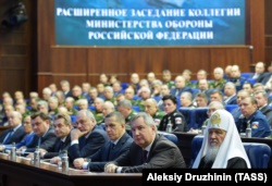 Московський патріарх Кирило на засіданні колегії Міністерства оборони Росії. Москва, 11 грудня 2015 року