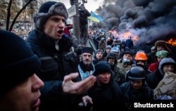 Тодішній народний депутат України Віталій Кличко під час Революції гідності. Київ, 23 січня 2014 року