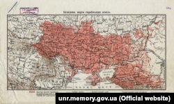 Стародубщина (у верхній частині мапи позначено місто Стародуб) на «Оглядові карті українських земель», укладеній Степаном Рудницьким (1917 рік)