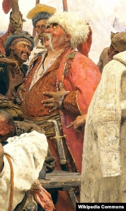 Зображення веселого козака з картини Рєпіна «Запорожці». З цією постаттю для багатьох знайомих асоціювався образ Гіляровського у похилому віці