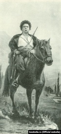Микола Струнников. «Портрет В. О. Гіляровського на коні», 1900 рік