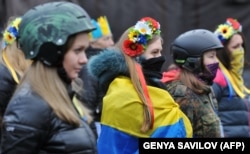 Революція гідності. Учасниці Самооборони Майдану, Київ, 16 лютого 2014 року